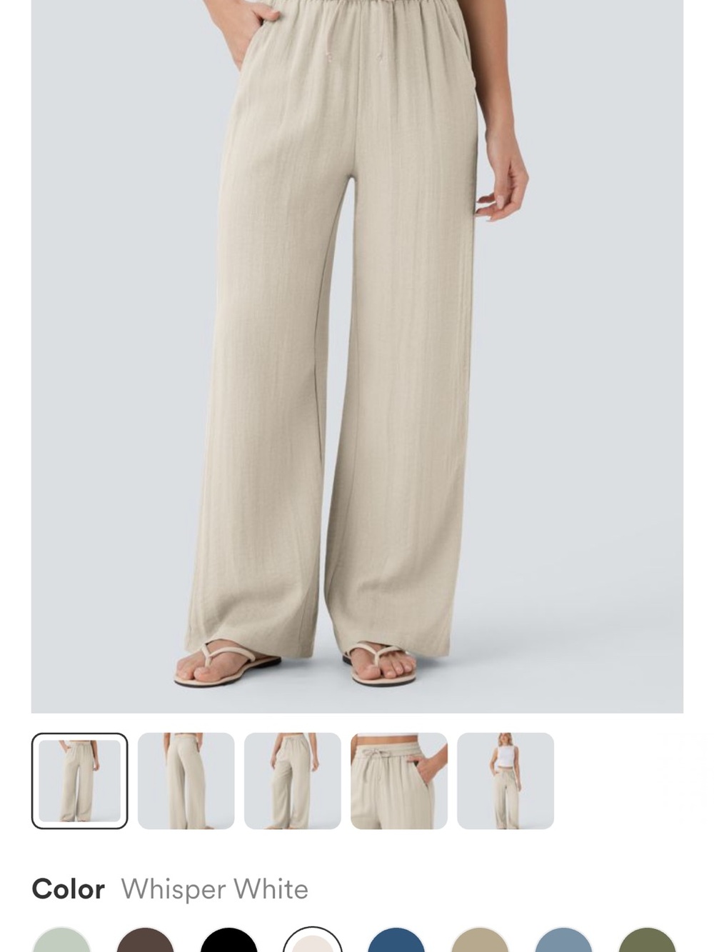 Halara Wrinkle resistant high waisted linen feel drawstring waist pants-2 pairs - Picture 3 of 6